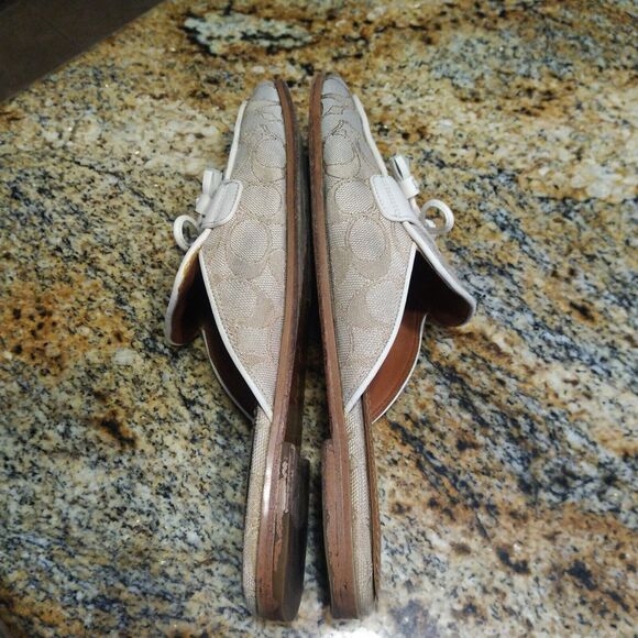 Coach Stassi Signature Jacquard Flats Slides FG2709 Light Khaki Womens Size 10 B - Picture 7 of 11